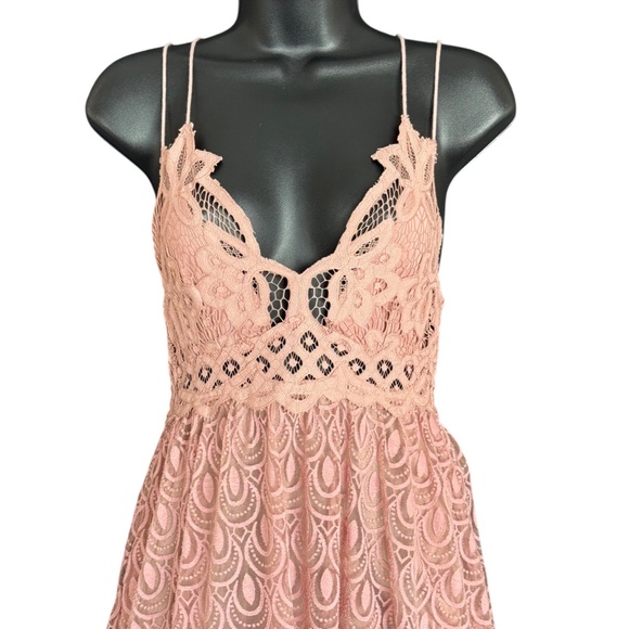 Free People FP One Dusty Pink Adella Burnout Slip Dress Lace Strappy Size S - Picture 10 of 17